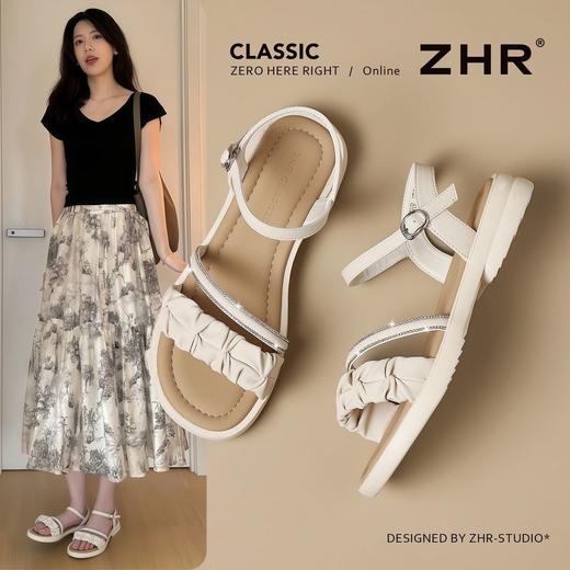 ZHR则则复古水钻一字厚底增高凉鞋2026夏季新款百搭女鞋轻便粗跟 商品图1