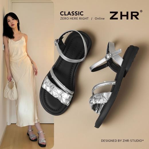ZHR则则复古水钻一字厚底增高凉鞋2026夏季新款百搭女鞋轻便粗跟 商品图2