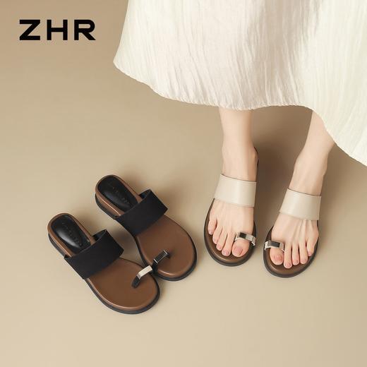ZHR则则法式夹趾厚底增高拖鞋外穿2026夏季新款百搭女鞋轻便坡跟 商品图3