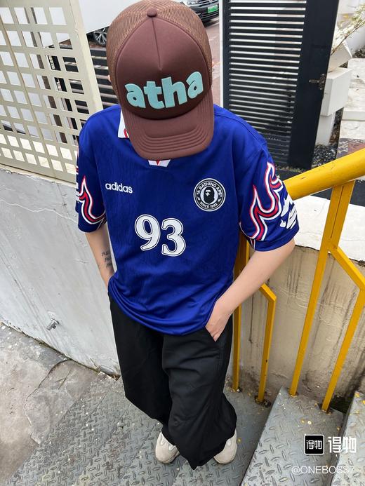 Ad originals × BAPE 联名款 SSL FLAME JERSEY 火焰图案套头舒适运动短袖polo衫 商品图0
