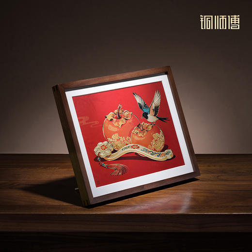 铜师傅 手工錾刻 铜雕画《狮来运转（桌面）系列》办公室装饰画 商品图3