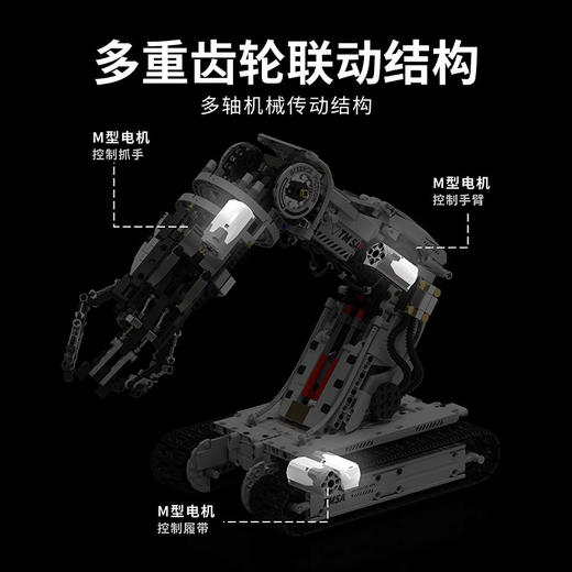 【可编程多轴机械臂 学习编程双模式遥控】拓木T1110科幻编程机械臂兼容乐高 STEM拼装科教积木瓦力玩具 商品图3
