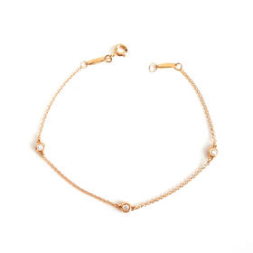 【95新】Tiffany & Co.蒂芙尼Elsa Peretti系列玫瑰金三钻Elsa Peretti手链 链长约18cm女士290426AK23
