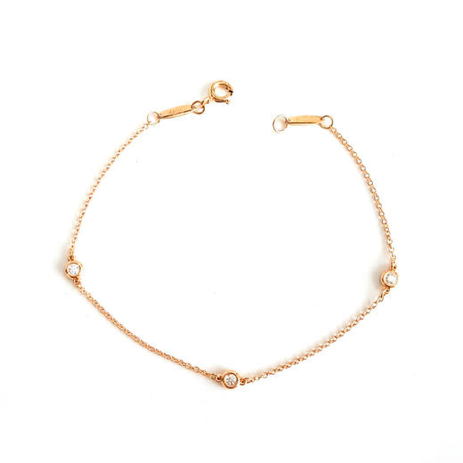 【95新】Tiffany & Co.蒂芙尼Elsa Peretti系列玫瑰金三钻Elsa Peretti手链 链长约18cm女士290426AK23 商品图0