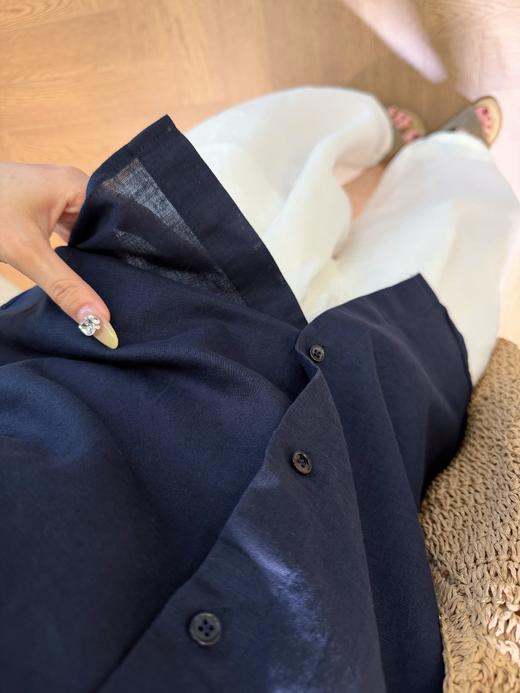 韩系轻氧呼吸感亚麻小飞袖衬衫 商品图9