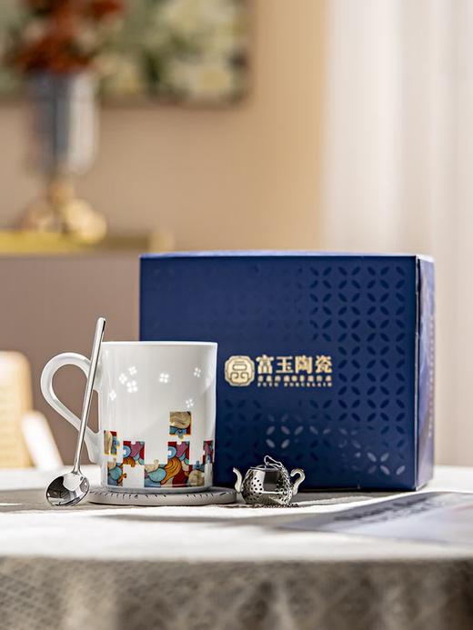 WENO°丨富玉陶瓷景德镇玲珑瓷带勺带碟泡茶杯女士办公室喝水杯 小幸运系列马克杯4件套 商品图7