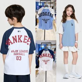 儿童MLB插肩袖印花T恤 美式学院风 男女童同款