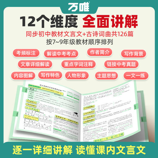 2027万唯中考初中文言文完全解读初中必背古诗词和文言文全解一本通初一初二初三八九七年级语文文言文教材阅读训练万维旗舰店 商品图2