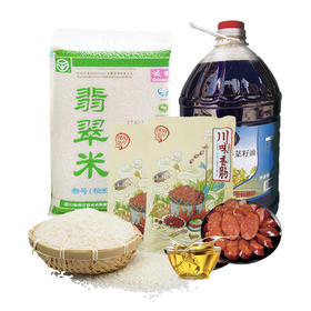 米油香肠组合11KG 翡翠米+菜籽油+四川香肠年货