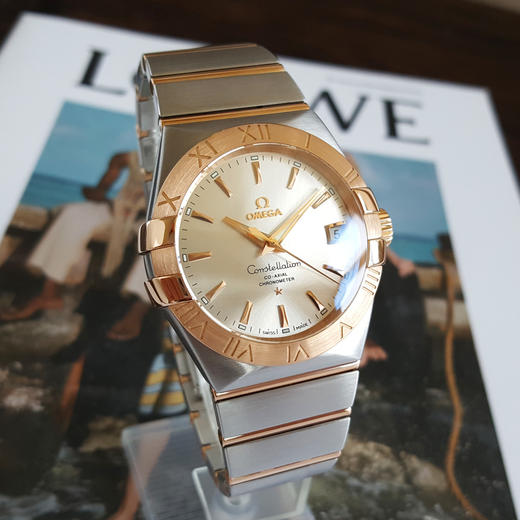 【95新】OMEGA 欧米茄123.20.38.21.02.001天文台认证同轴自动机械机芯日期显示38MM（男款）星座系列精钢/18K玫瑰金020526NJS02 商品图3