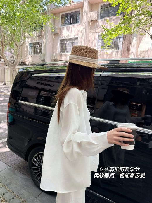 雾面薄透感天丝 可收腰宽松长袖防晒衬衫 商品图3