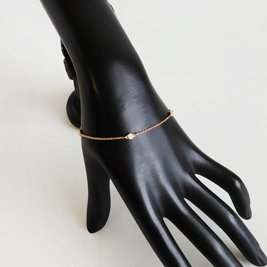 【95新】Tiffany & Co.蒂芙尼Elsa Peretti系列玫瑰金三钻Elsa Peretti手链 链长约18cm女士290426AK23 商品图5