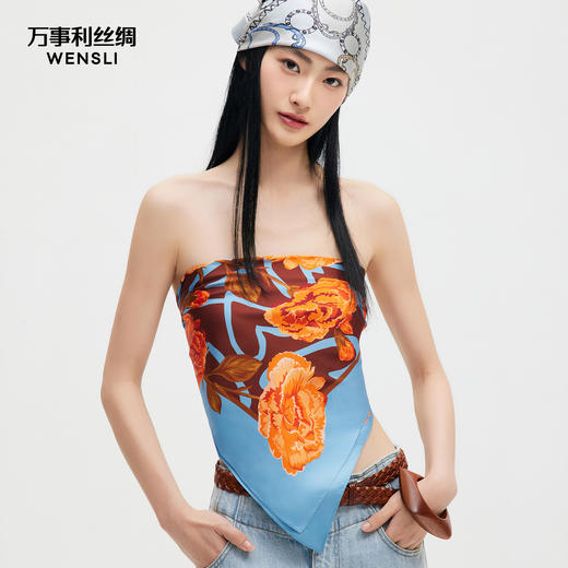 万事利SHINE系列双面印花方巾-花漫舞 商品图0