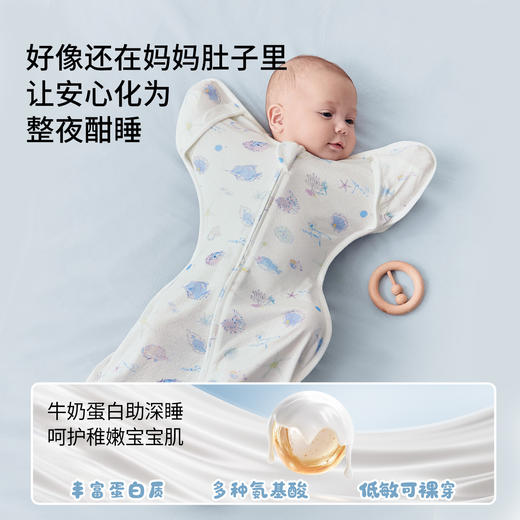 【宝宝安睡】嫚熙新生婴儿防惊跳睡袋春夏薄款鸡翅投降式神器小月龄四季通用 商品图2