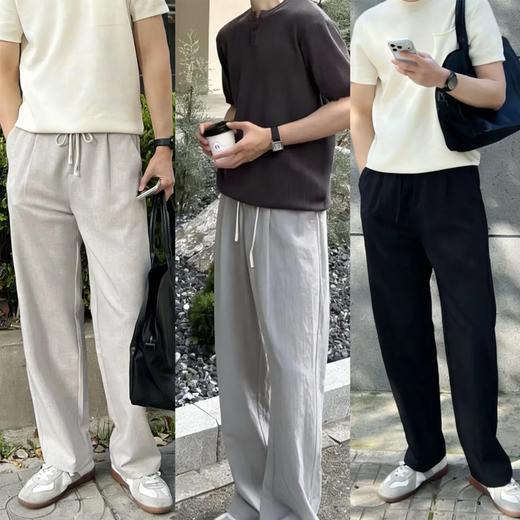 罗蒙老钱风男士亚麻天丝休闲裤，软fufu的凉感从腿蔓延到全身，把老钱风的精髓都穿在身上【3-7天发货】 商品图0