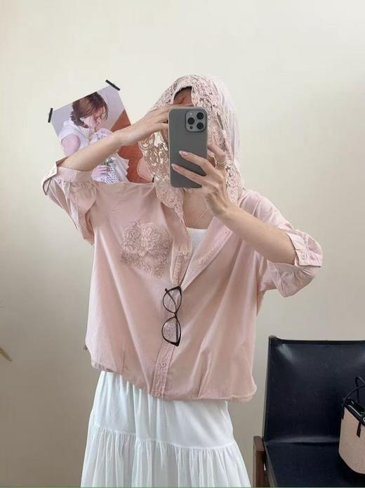 白桃乌龙本桃🍑 软乎乎的连帽蕾丝衬衫 商品图8