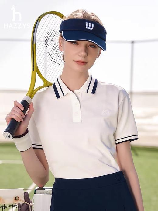H哈吉S女士撞色翻领Polo衫短袖T恤 商品图3