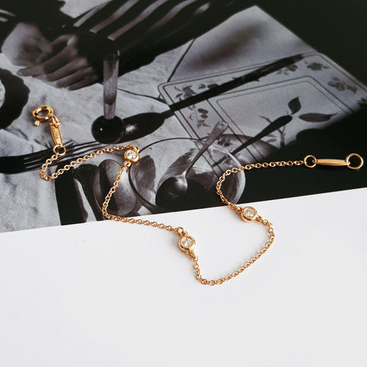 【95新】Tiffany & Co.蒂芙尼Elsa Peretti系列玫瑰金三钻Elsa Peretti手链 链长约18cm女士290426AK23 商品图3