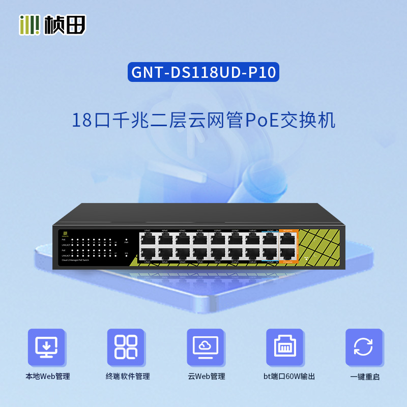 18口千兆二层云网管POE交换机GNT-DS118UD-P
