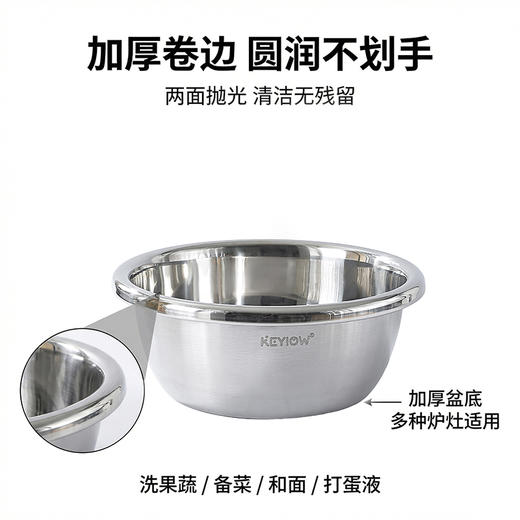 KEYIOW 不锈钢盆沥2件套  淘米沥油 煮面焯水轻松捞取 商品图5