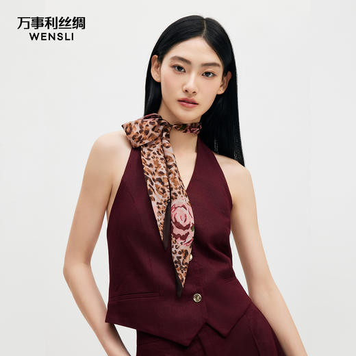 万事利SHINE系列双面印花方巾+斜巾-野玫瑰 商品图0