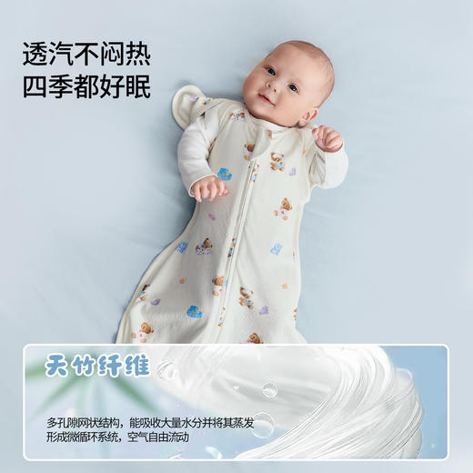 【宝宝安睡】嫚熙新生婴儿防惊跳睡袋春夏薄款鸡翅投降式神器小月龄四季通用 商品图3