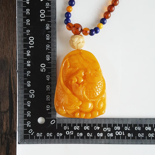 【天然正品】天然满蜜鸡油黄连年有余平安无事牌老蜜蜡珠串项链 链长：42CM（皆取最大值）270426NJS24 商品图2