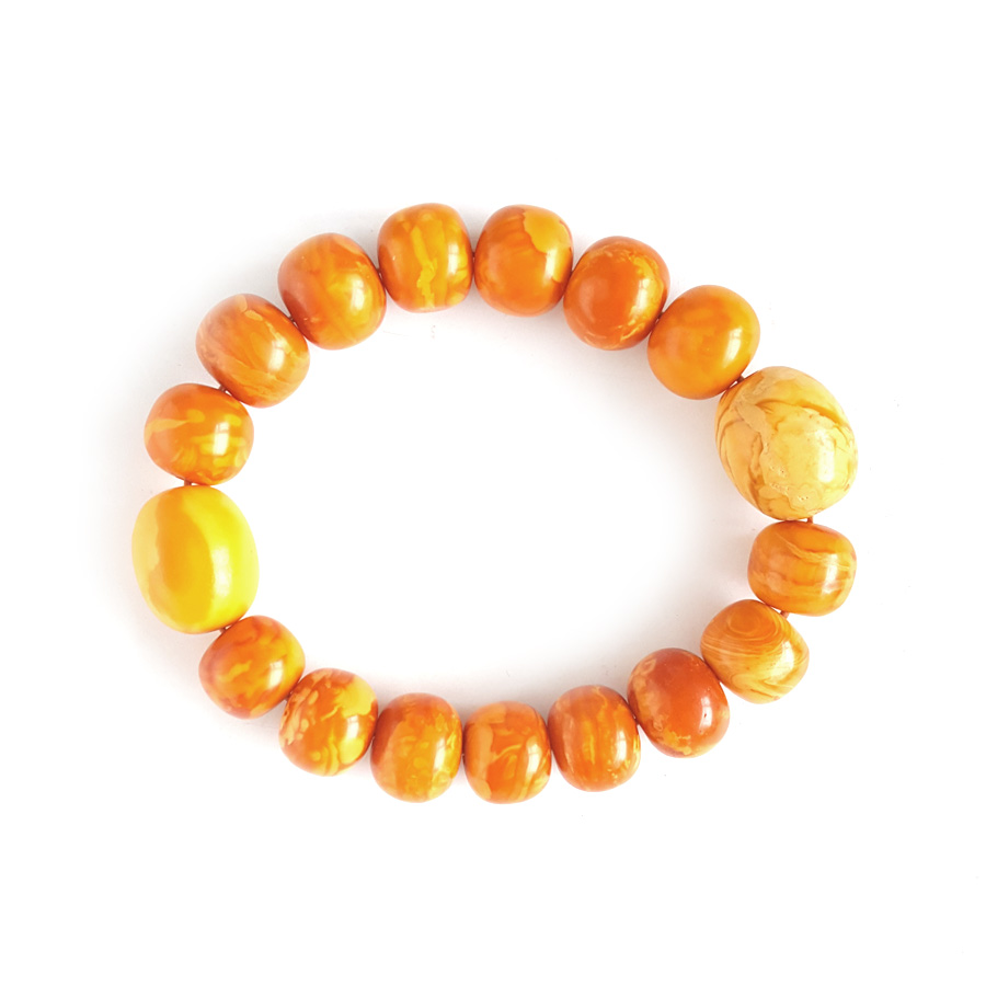 【天然正品】天然收藏级满蜜鸡油黄桶珠约13.4*10.5MM老蜜蜡手串 120526XY31