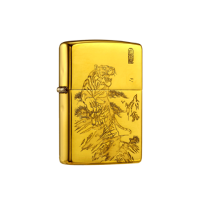 452017090 Zippo 打火机虎啸黄铜雕刻中国风礼盒装轻奢男士生日圣诞礼物