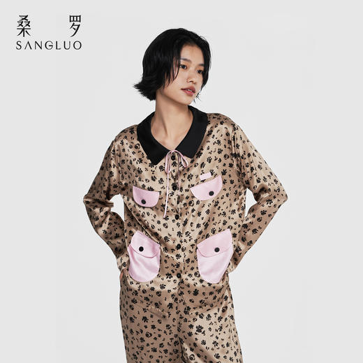 甜酷豹纹』桑罗真丝睡衣套装100%桑蚕丝女可外穿家居服2026新款 商品图8