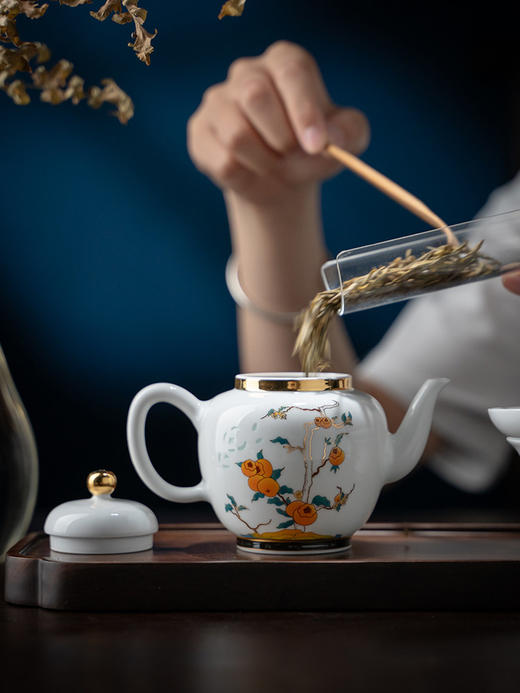富玉 | 景德镇陶瓷柿柿如意茶具套装家用茶壶轻奢高档高端大气乔迁伴手礼 商品图2