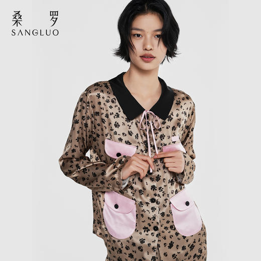 甜酷豹纹』桑罗真丝睡衣套装100%桑蚕丝女可外穿家居服2026新款 商品图6