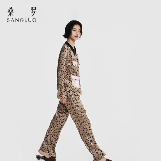 甜酷豹纹』桑罗真丝睡衣套装100%桑蚕丝女可外穿家居服2026新款 商品图7