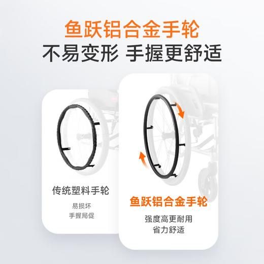 鱼跃轮椅车折叠轻便瘫痪老年人专用年轻旅行同代步手动推车H080C 商品图3