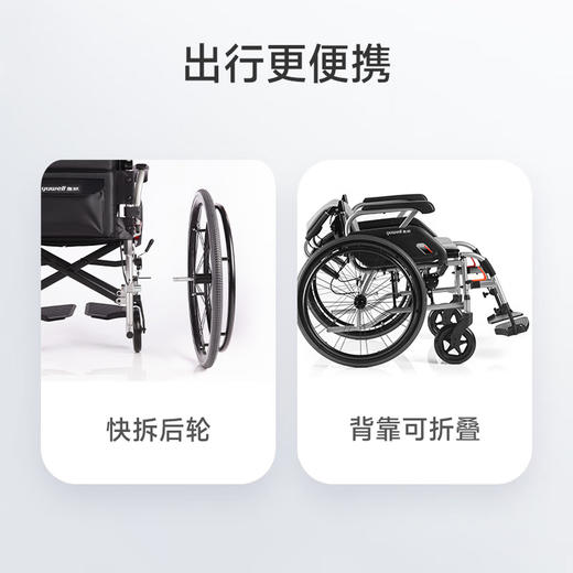 鱼跃轮椅车折叠轻便瘫痪老年人专用年轻旅行同代步手动推车H080C 商品图5