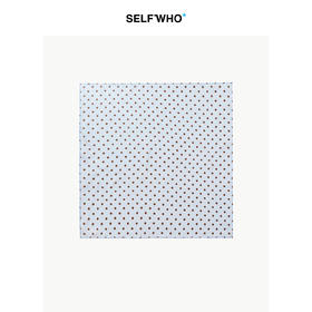 SELFWHO100%桑蚕丝波点晴空蓝无边印花丝巾女2026夏新款真丝配饰