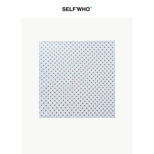 SELFWHO100%桑蚕丝波点晴空蓝无边印花丝巾女2026夏新款真丝配饰 商品图0