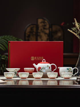 新品 富玉 | 新年结婚礼物送人景德镇国色芳华茶具套装2026新款红色新婚礼盒装