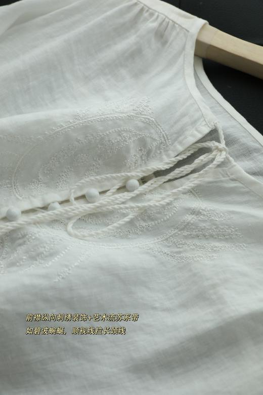 白玉兰！祥云绣进口高端亚麻刺绣衬衫 商品图7