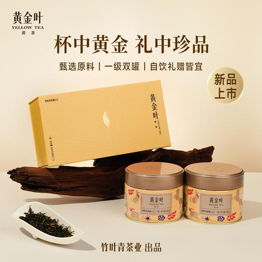 竹叶青茶业出品黄金叶黄茶茶叶一级双罐装160g茶叶礼盒川茶伴手礼 商品图0