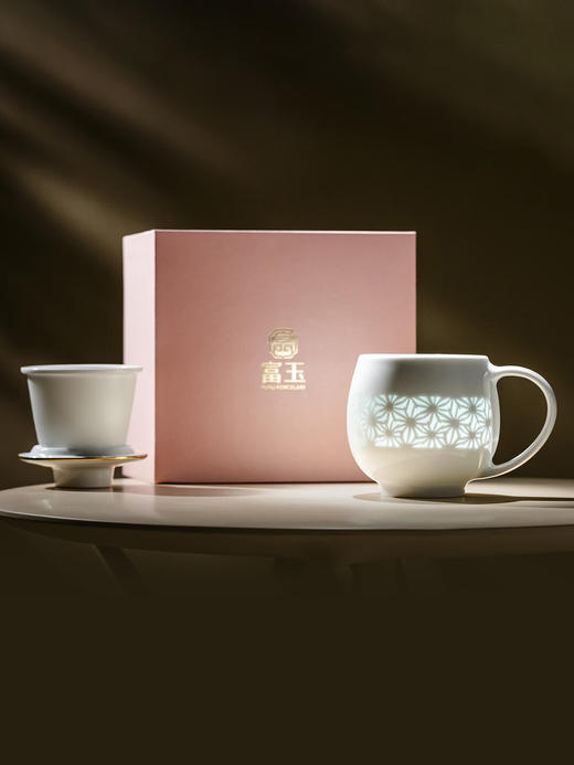 富玉丨 富玉陶瓷景德镇陶瓷茶杯女士专用轻奢高档大容量茶水分离杯子 清饮苹果杯 商品图4