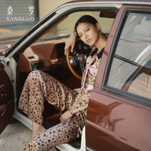 甜酷豹纹』桑罗真丝睡衣套装100%桑蚕丝女可外穿家居服2026新款 商品图3