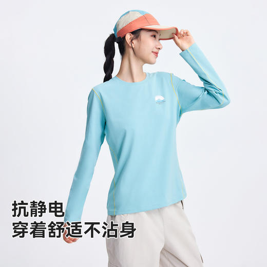 拓路者户外抗菌速干长袖T恤女2026年夏季新款运动上衣撞色线内搭 商品图1