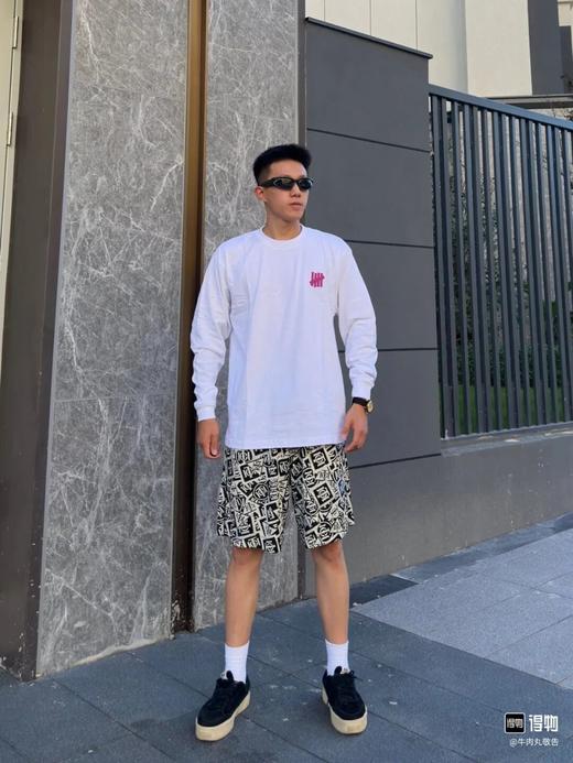 五条杠美式复古经典撞色Logo宽松长袖T恤 商品图1