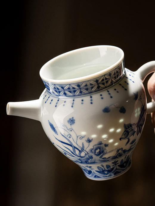 富玉窑丨景德镇手工青花玲珑茶具套组仿古金玉满堂 商品图2