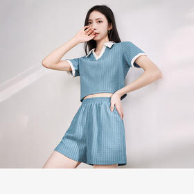 西遇休闲运动女式套装薄款夏季新款POLO翻领短袖搭基础短裤LYM39202