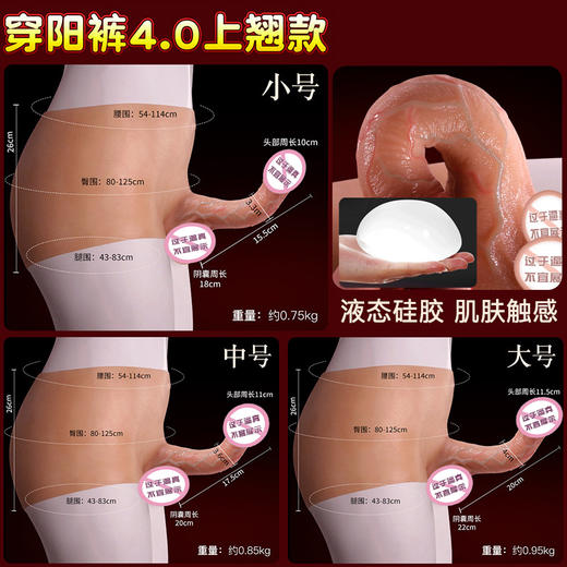 [4.0升级上翘实心款]女用穿戴阳具硅胶仿真假根茎拉拉裤 商品图3