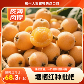 【塘栖红种枇杷 】鲜甜爆汁，皮薄肉厚，一口咬出初夏阳光味，68元起！