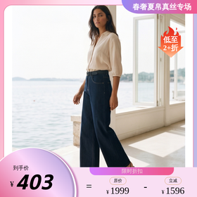 PALUOPO/PL棉莱赛尔混纺高腰阔腿牛仔裤高级感百搭休闲裤ES260616K