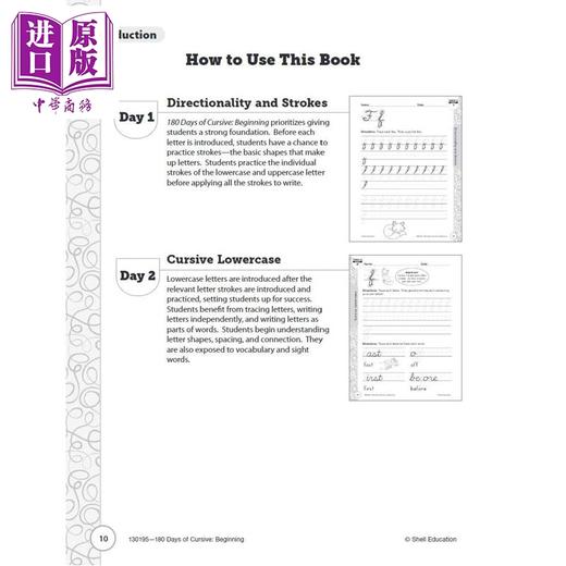 【中商原版】180 Days of Cursive Beginning 180天练习册 连笔字书写入门 2-3年级 家庭教育课堂学习活动英文原版进口图书 商品图2